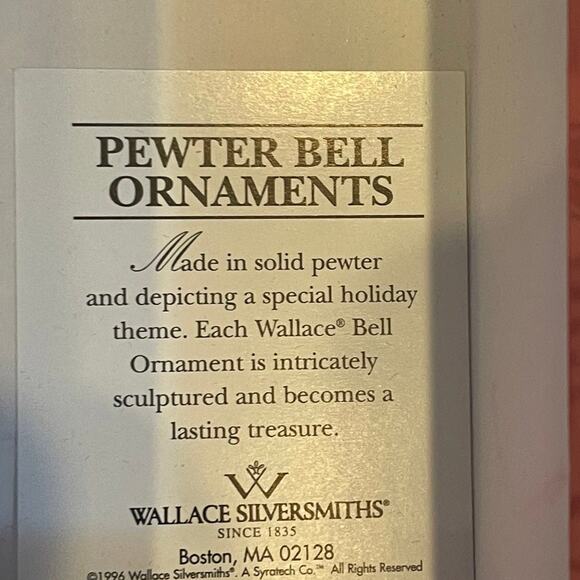 Wallace Silversmiths pewter christmas ornament Santa with stocking mini bell - Picture 5 of 8